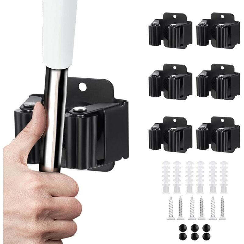foto del prodotto petites ecrevisses 6 pezzi porta scope parete con viti portascope da muro per cucina bagno garage giardino nero