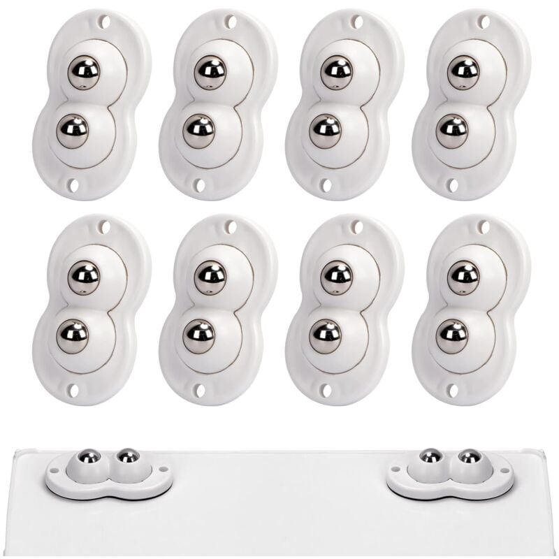 foto del prodotto petites ecrevisses 8 pezzi mini puleggia adesiva ruote girevoli a 360 gradi rotelle a sfera piccole ruote per scarpiera pattumiera bianco