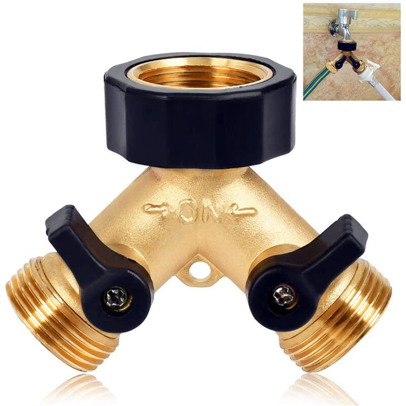 foto del prodotto petites ecrevisses adattatore per rubinetto diviso a 2 vie con rubinetto doppio per lavatrice in ottone da 3 4 pollici