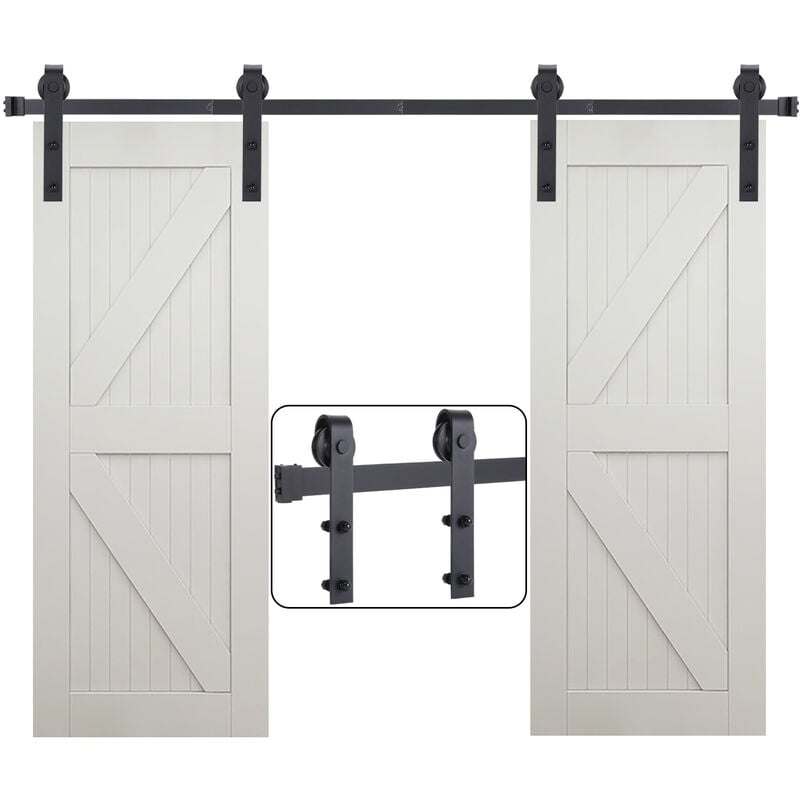 foto del prodotto petites ecrevisses binario per porta scorrevole 230cm kit scorrevole per porta della stalla per doppia porta carico 150kg