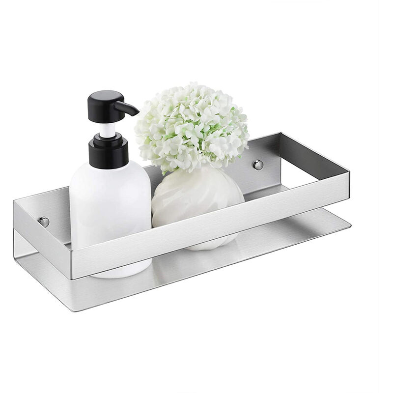 foto del prodotto petites ecrevisses - mensola doccia a parete autoadesivo 40cm in acciaio inox 304 argento portaoggetti doccia senza foratura