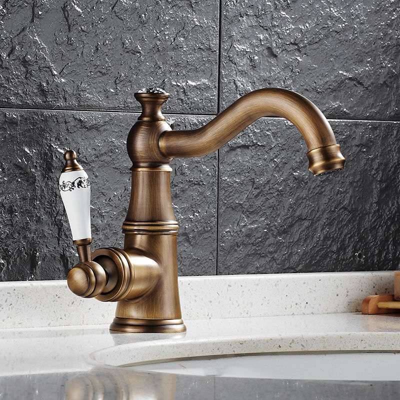 foto del prodotto petites ecrevisses miscelatore monocomando per lavabo retr per cucina bagno in ottone acqua calda e fredda disponibile bronzo