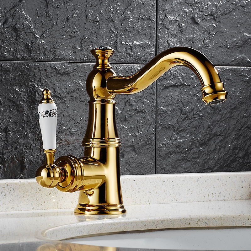 foto del prodotto petites ecrevisses miscelatore monocomando per lavabo retr per cucina bagno in ottone acqua calda e fredda disponibile dorato