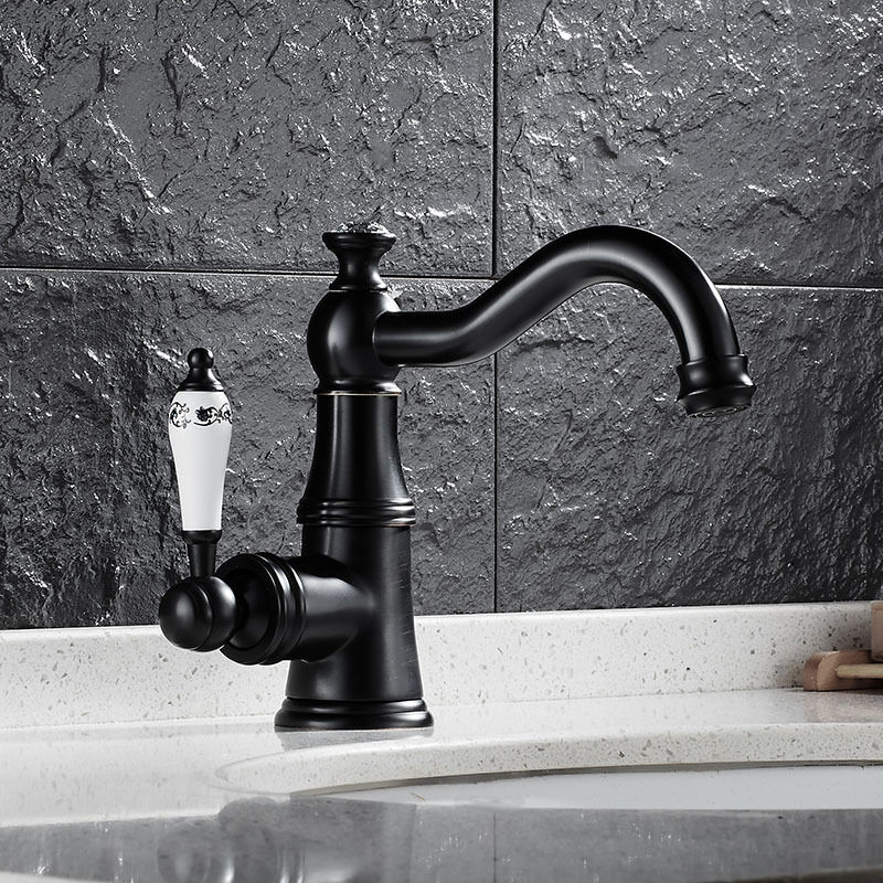 foto del prodotto petites ecrevisses miscelatore monocomando per lavabo retr per cucina bagno in ottone acqua calda e fredda disponibile nero