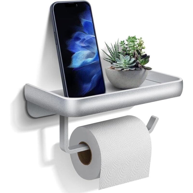 foto del prodotto petites ecrevisses porta carta igienica da parete in alluminio portarotolo di carta igienica con ripiano per cucine wc bagno argento