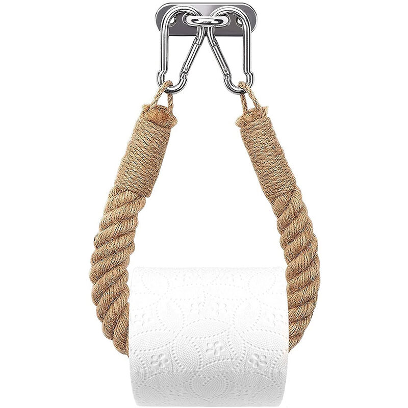 foto del prodotto petites ecrevisses porta carta igienica vintage corda di canapa portarotolo per bagno wc cucina montaggio a parete