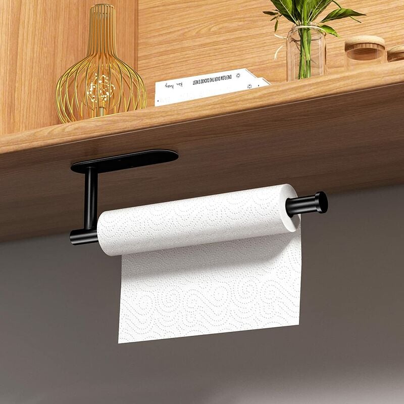 foto del prodotto petites ecrevisses portarotolo cucina autoadesivo porta carta da bagno portasalviette da parete accessori da cucina nero