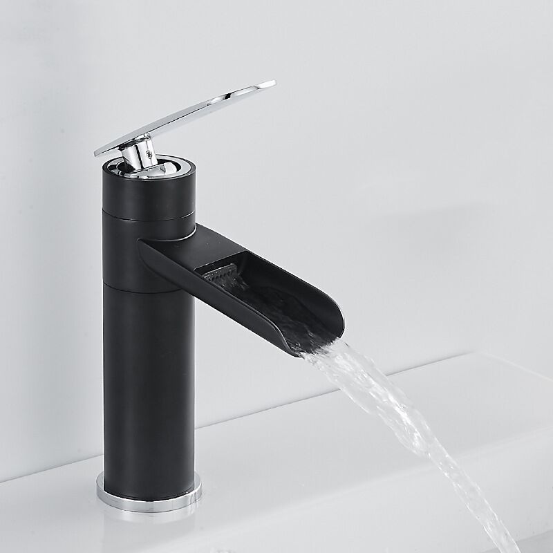 foto del prodotto petites ecrevisses rubinetto bagno cascata moderno miscelatore monocomando per lavabo acqua calda e fredda nero