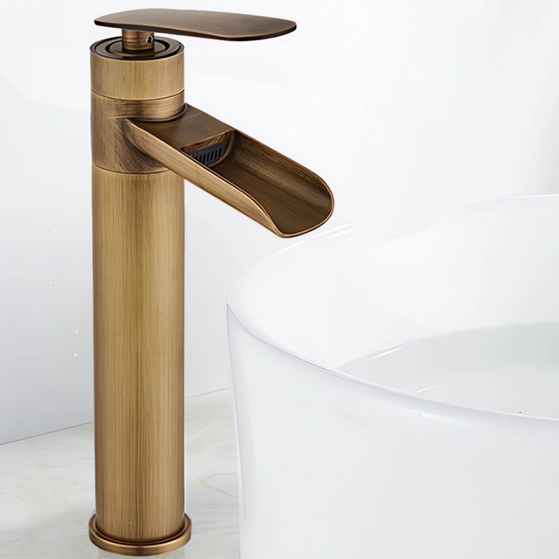 foto del prodotto petites ecrevisses rubinetto bagno cascata vintage alto miscelatore monocomando per lavabo acqua calda e fredda bronzo