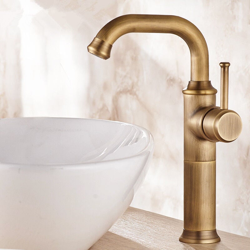 foto del prodotto petites ecrevisses rubinetto bagno vintage miscelatore per lavabo 360 rubinetto da cucina con rubinetto a bocca alta includere tubo g3 8 bronzo