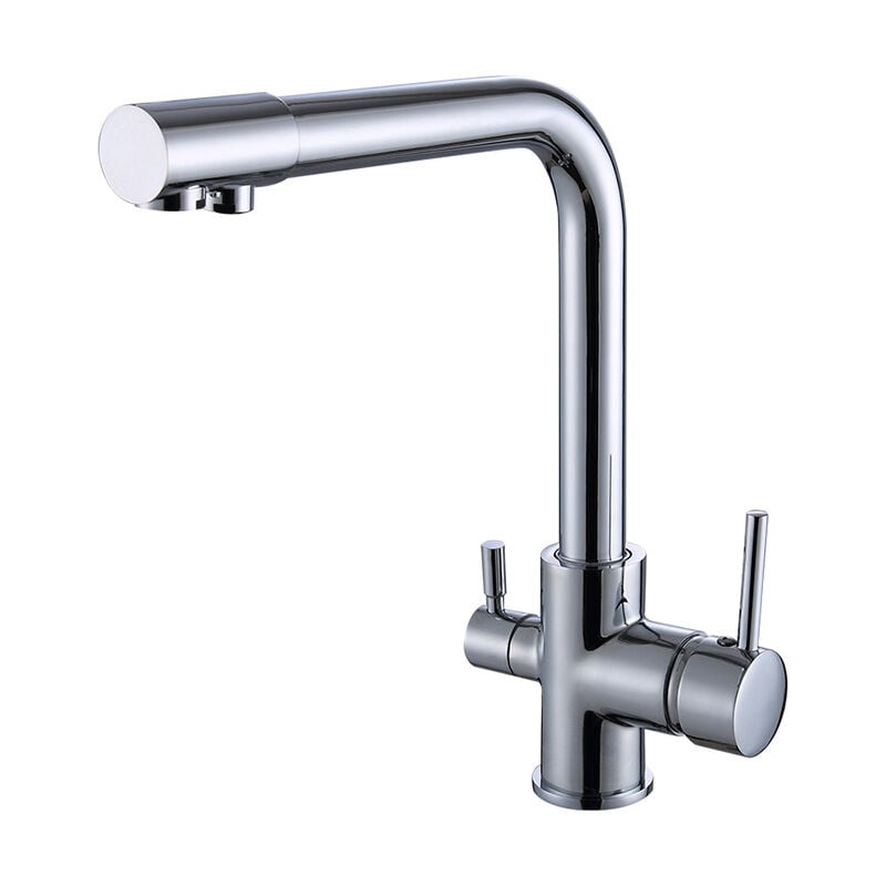 foto del prodotto petites ecrevisses rubinetto cucina 3 vie miscelatore cucina girevole a 360 regolabile fredda calda e acqua pura includere tubo 3 8 cromo