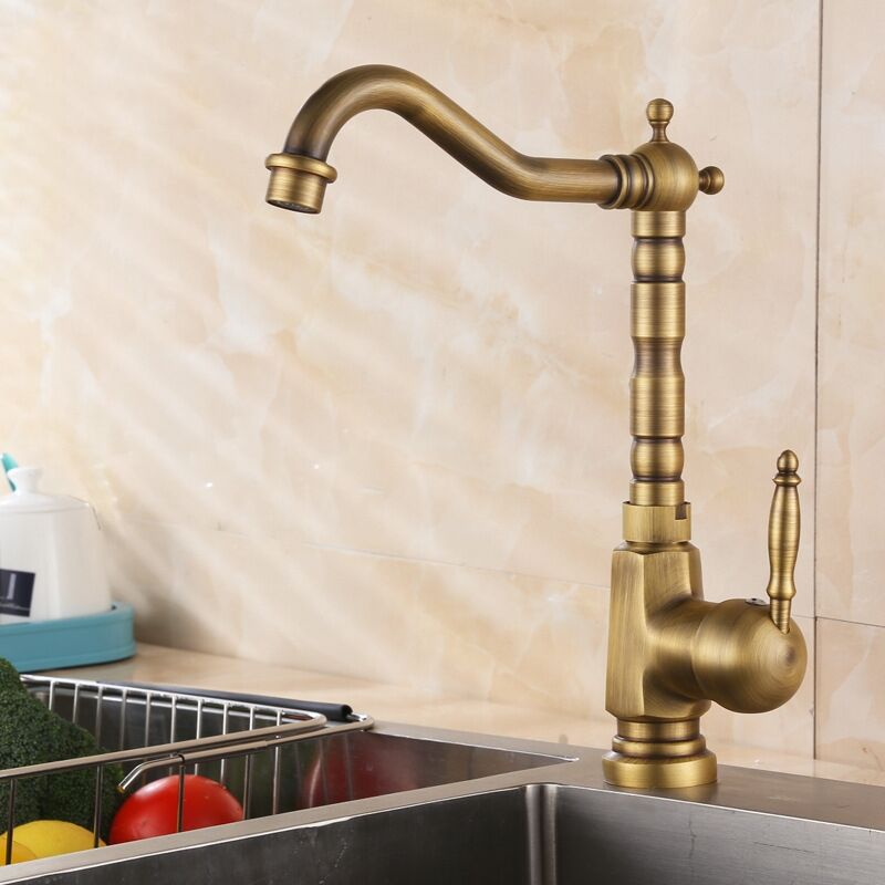 foto del prodotto petites ecrevisses rubinetto cucina bagno girevole a 360 miscelatore monocomando lavello in ottone classico antico con tubo 3 8 