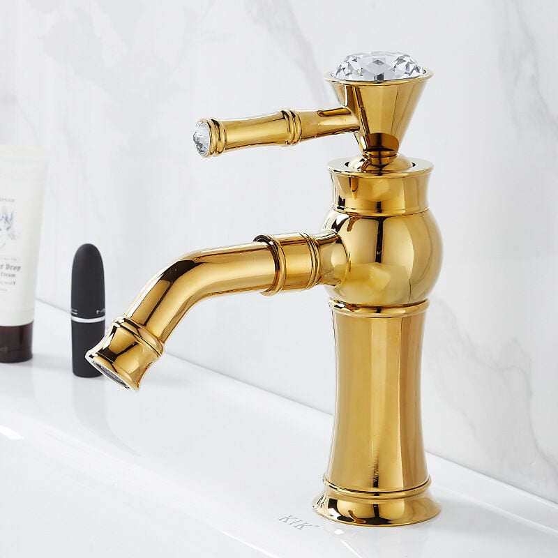 foto del prodotto petites ecrevisses rubinetto da bagno moderno miscelatore monocomando per lavabo regolabile acqua calda e fredda oro