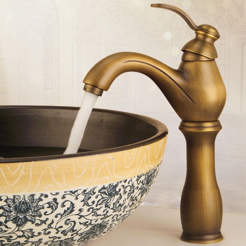 foto del prodotto petites ecrevisses rubinetto da bagno retr alto miscelatore monocomando per lavabo in ottone acqua calda e fredda con tubo da 3 8 bronzo