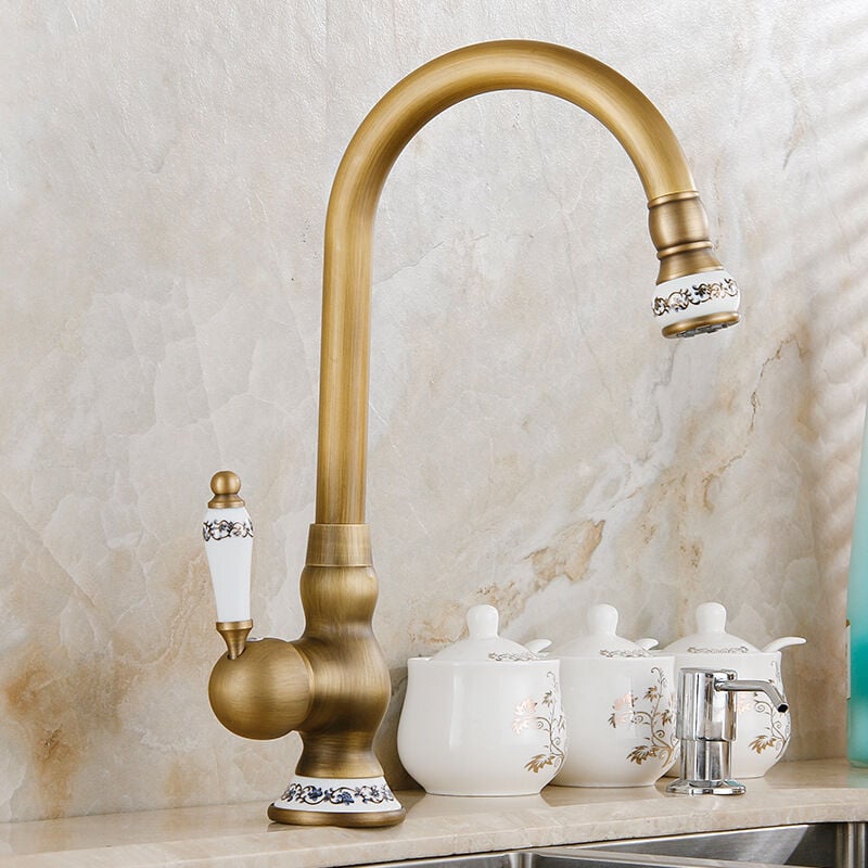 foto del prodotto petites ecrevisses rubinetto da bagno retr bronzo miscelatore monocomando per lavabo ruotabile a 360 acqua calda fredda