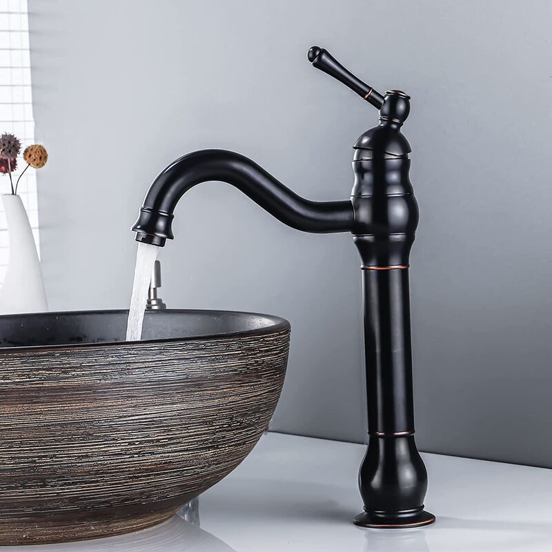 foto del prodotto petites ecrevisses rubinetto da bagno retr miscelatore monocomando bocca alta rubinetto calda e fredda regolabile con tubo 3 8 pollice nero