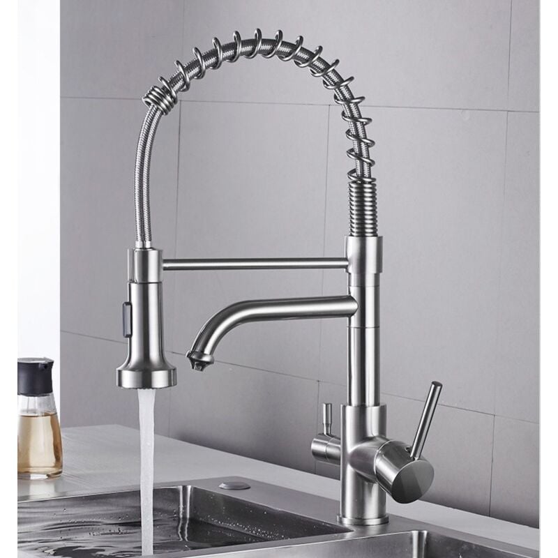 foto del prodotto petites ecrevisses rubinetto da cucina con doccetta estraibile miscelatore lavello a 3 vie girevole a 360 argento