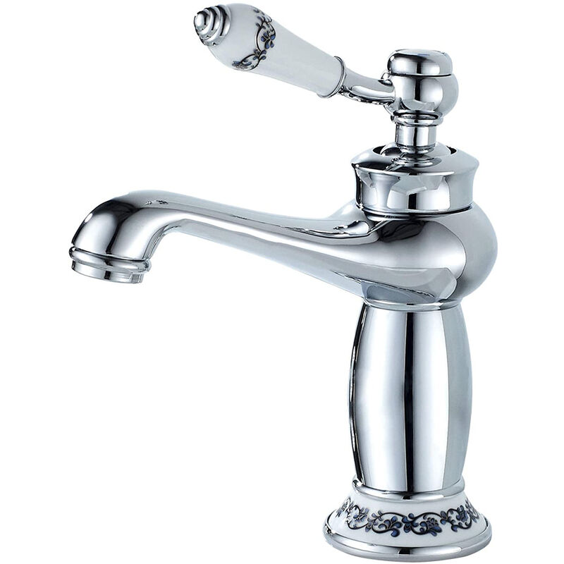 foto del prodotto petites ecrevisses rubinetto miscelatore monocomando in ceramica vintage rubinetto bagno lavabo con tubo acqua calda e fredda cromo