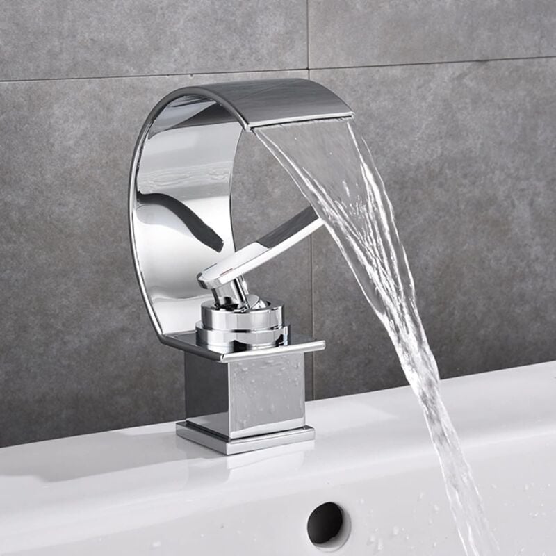 foto del prodotto petites ecrevisses rubinetto per bagno cascata miscelatore per lavabo moderno acqua calda e fredda cromato