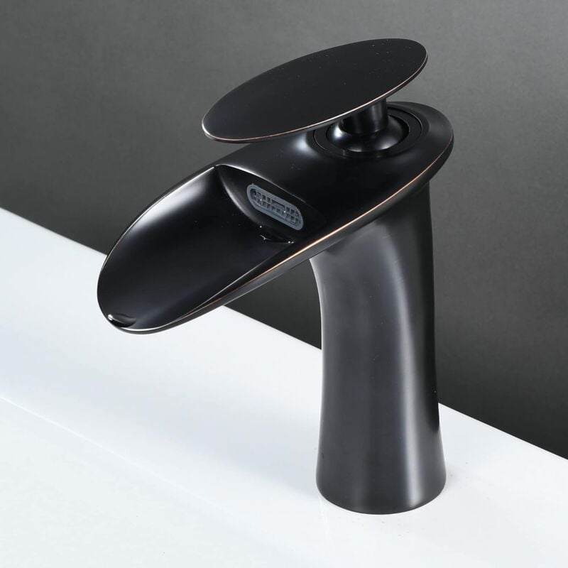 foto del prodotto petites ecrevisses rubinetto per lavabo a cascata moderno miscelatore monocomando bagno acqua calda e fredda con tubo g3 8 pollici nero retr 