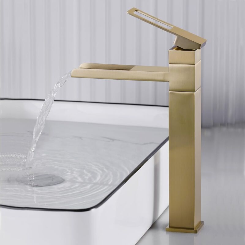foto del prodotto petites ecrevisses rubinetto per lavabo cascata rotazione a 360 rubinetto per bagno acqua calda e fredda oro
