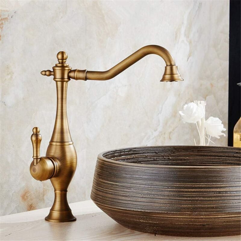 foto del prodotto petites ecrevisses rubinetto per lavabo in ottone antico miscelatore monocomando da cucina con tubo g3 8 regolabile caldo e freddo bronzo