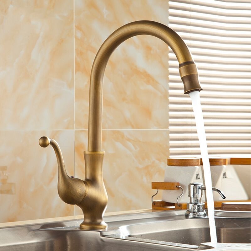 foto del prodotto petites ecrevisses rubinetto per lavabo retr in ottone miscelatore per bagno cucina antico acqua calda fredda con beccuccio girevole