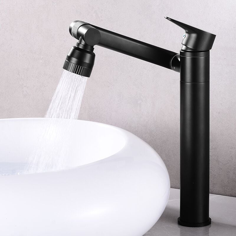 foto del prodotto petites ecrevisses rubinetto per lavabo rotazione di 360 rubinetto alto per bagno cucina acqua calda e fredda con tubo da 3 8 nero