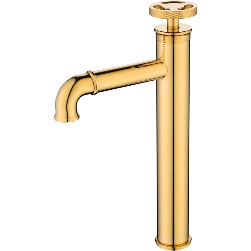 foto del prodotto petites ecrevisses rubinetto per lavabo stile industriale miscelatore per lavabo da bagno uscita acqua alta disponibile freddo e caldo oro