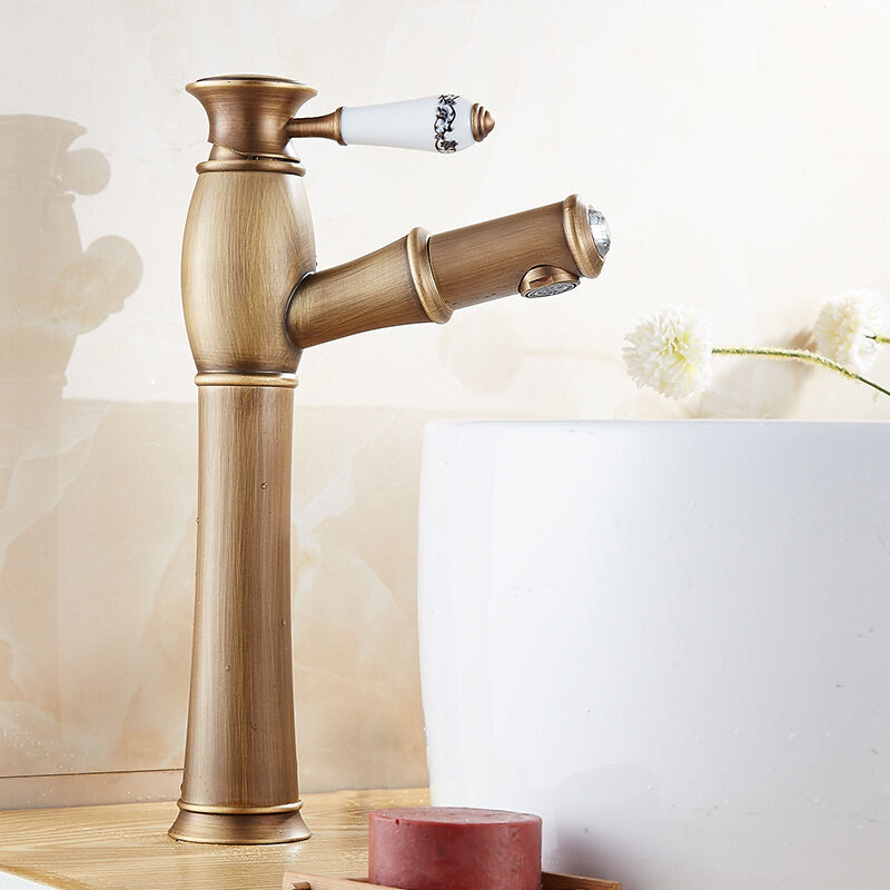 foto del prodotto petites ecrevisses rubinetto per lavabo vintage con doccetta estraibile miscelatore da bagno alto in ottone regolabile per acqua calda e fredda