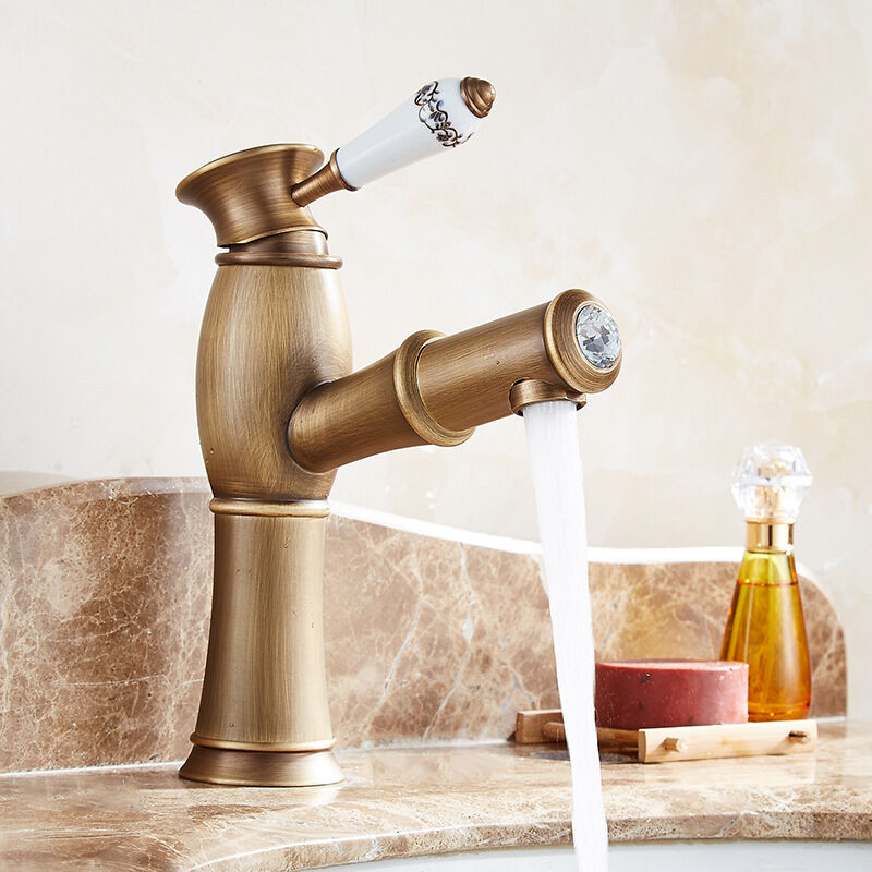 foto del prodotto petites ecrevisses rubinetto per lavabo vintage con doccetta estraibile miscelatore da bagno in ottone regolabile per acqua calda e fredda
