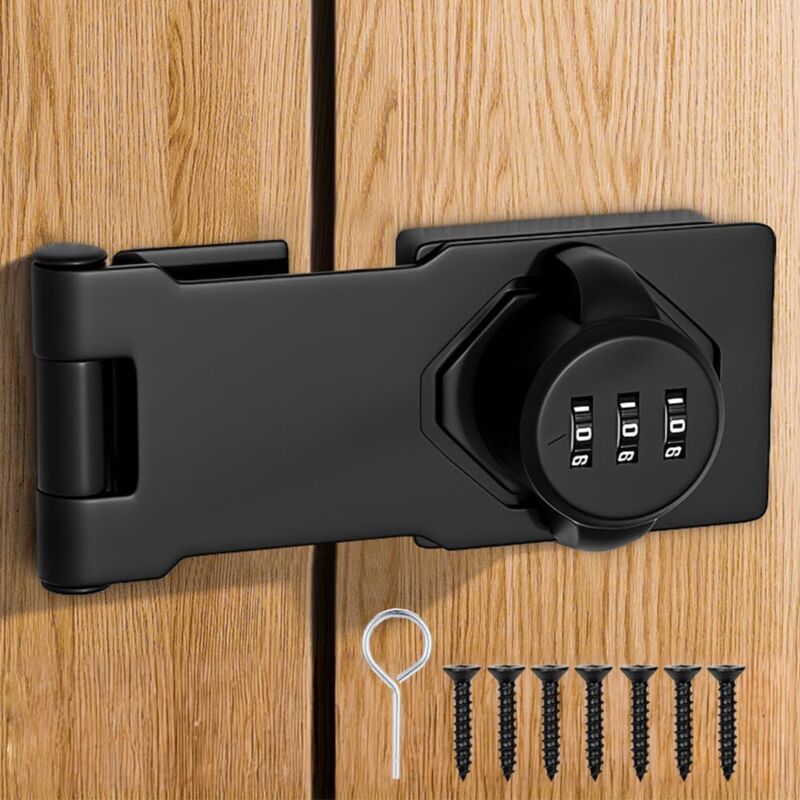 foto del prodotto petites ecrevisses serrature con password hasp chiusura serrature di sicurezza per armadio porta del fienile nero 3,5 pollici