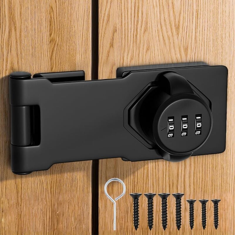foto del prodotto petites ecrevisses serrature con password hasp chiusura serrature di sicurezza per armadio porta del fienile nero 4,5 pollici