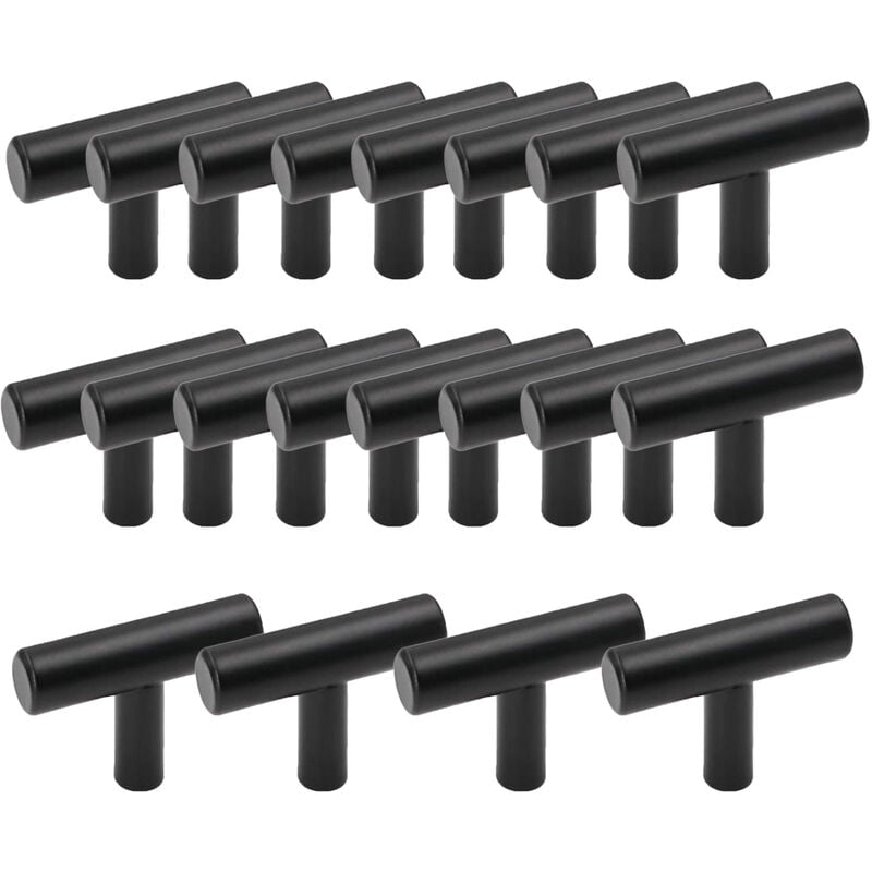 foto del prodotto petites ecrevisses set da 20 maniglie per mobili moderno in acciaio inossidabile pomelli per armadio cassetto nero