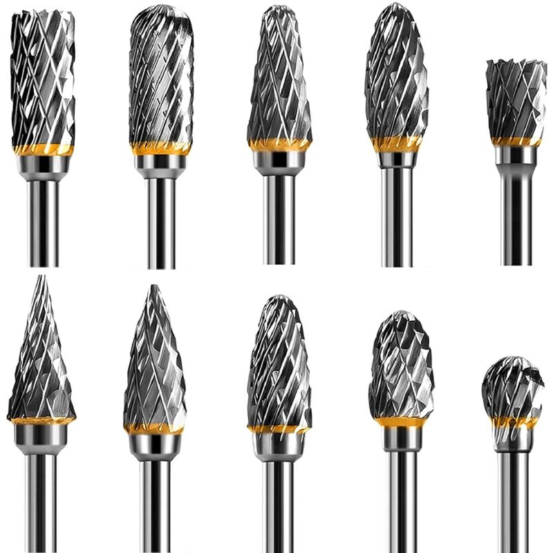 foto del prodotto petites ecrevisses set di 10 frese in carburo di tungsteno accessori per dremel punte per smerigliatrici con gambo da 3mm per intaglio lucidatura