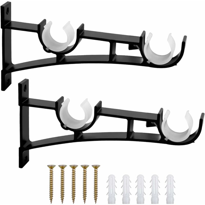 foto del prodotto petites ecrevisses set di 2 staffa per bastone per tende supporti per asta per tende doppie in metallo diametro asta adatto 35mm nero