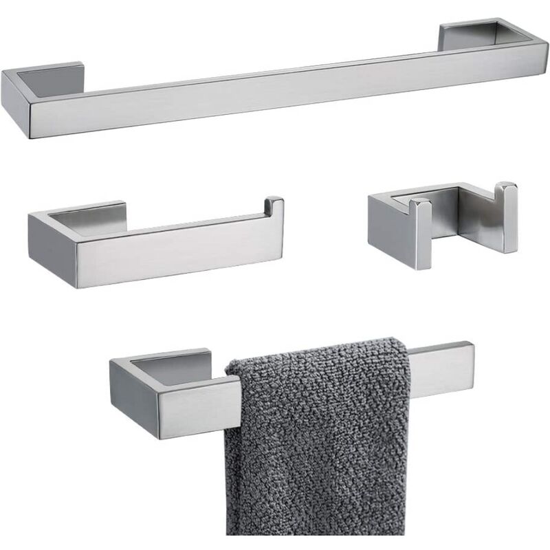 foto del prodotto petites ecrevisses set di 4 accessorio da bagno portasciugamani porta carta igienica gancio per accappatoio argento