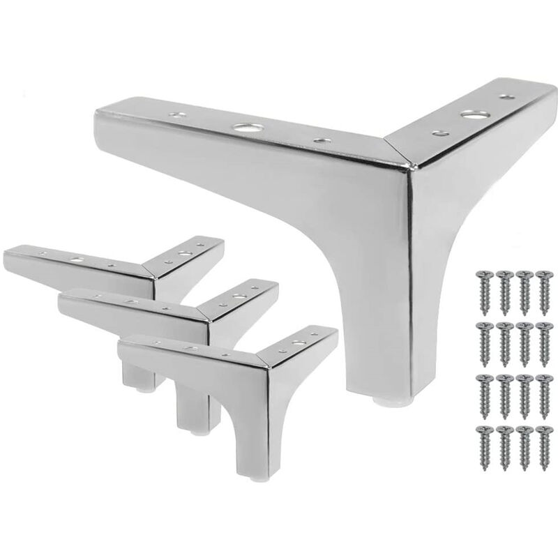 foto del prodotto petites ecrevisses set di 4 gambe per letto triangolari in metallo 10cm piedini per divani mobili diy con viti cromo