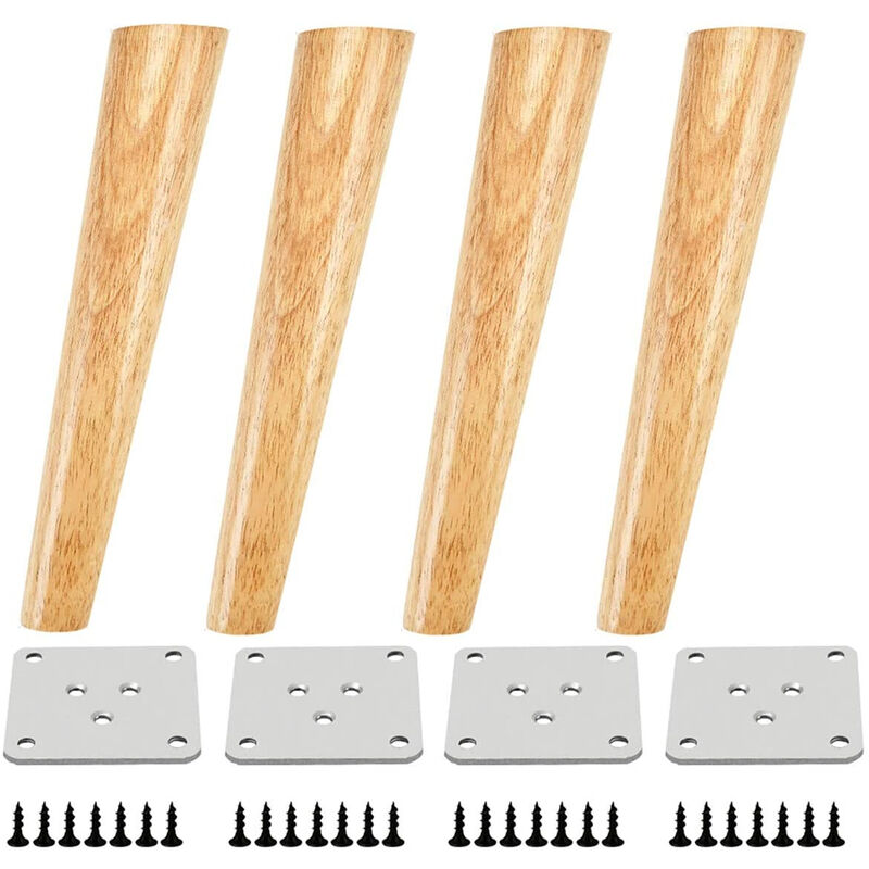 foto del prodotto petites ecrevisses set di 4 gambe tavolo inclinate 25cm piedi per mobili in legno con piastre di montaggio e viti