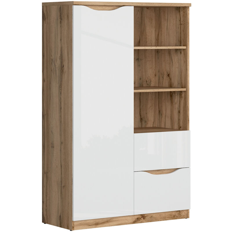 foto del prodotto petits meubles armadio 1 anta 2 cassetti june bianco e marrone 148cm