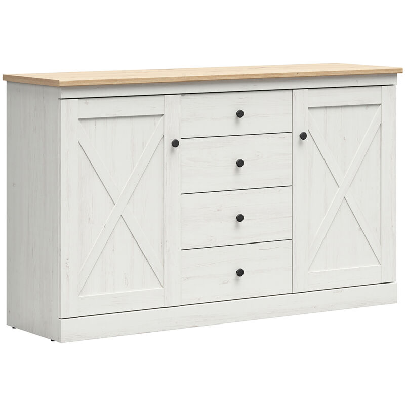 foto del prodotto petits meubles buffet 2 ante 4 cassetti victoria bianco e marrone 93cm