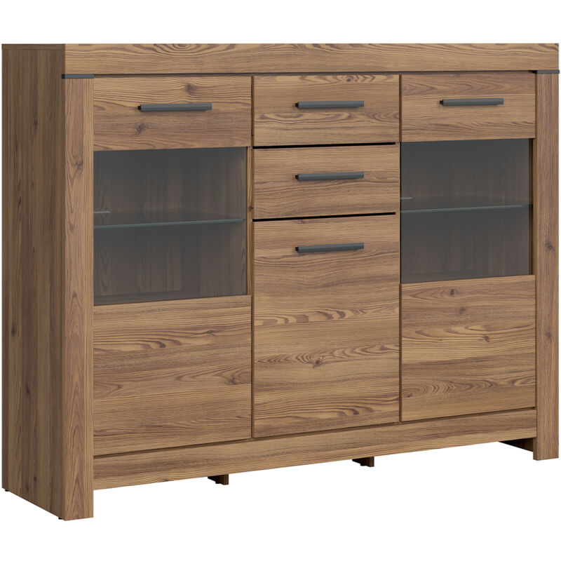 foto del prodotto petits meubles buffet 3 ante 2 cassetti adam marrone 124cm