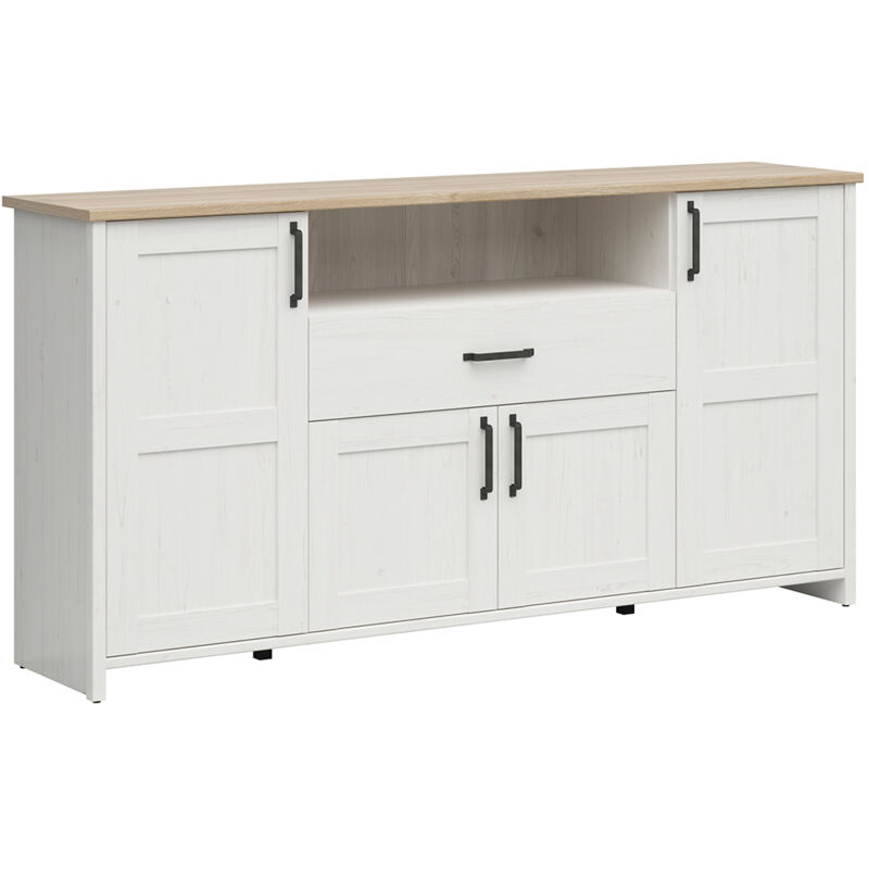 foto del prodotto petits meubles buffet 4 ante 1 cassetto aksel bianco e marrone 99cm