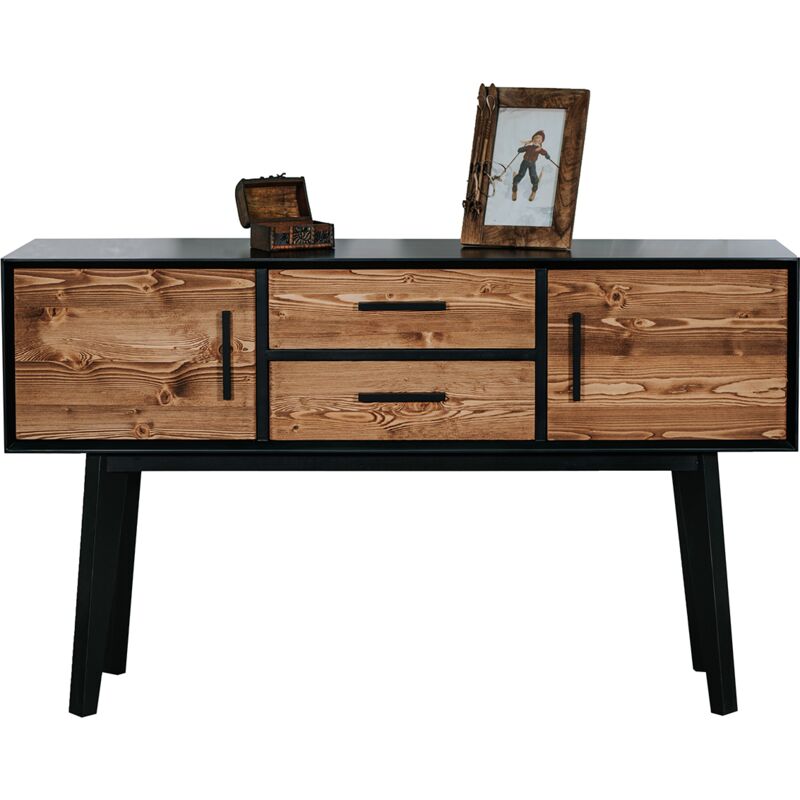 foto del prodotto petits meubles consolle 2 ante 2 cassetti nostalgie nero e marrone 80cm