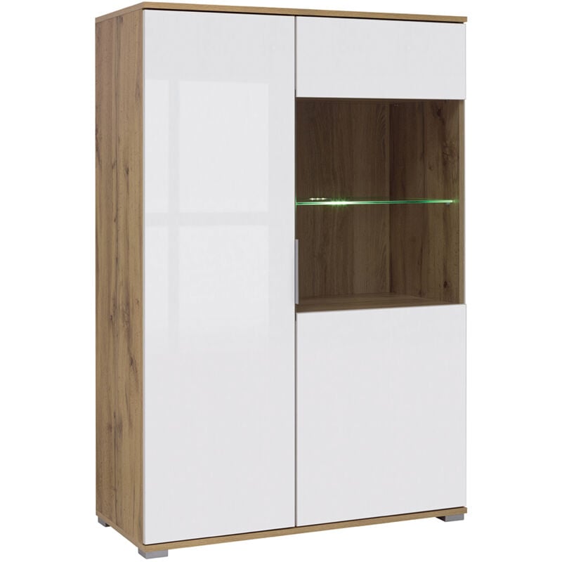 foto del prodotto petits meubles credenza 2 ante selma bianco e marrone 132,5cm