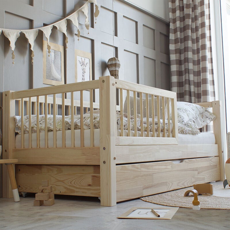 foto del prodotto petits meubles letto con barriera 90x190, incluso il materasso e il cassetto sybil bois