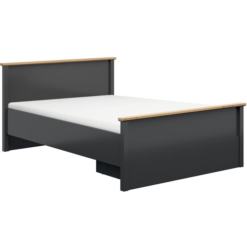 foto del prodotto petits meubles letto matrimoniale duck grigio antracite e marrone effetto rovere 140x200cm