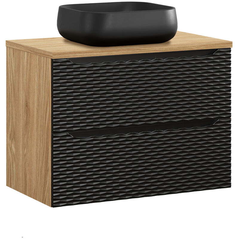 foto del prodotto petits meubles mobile bagno con lavabo elora nero e marrone 80cm