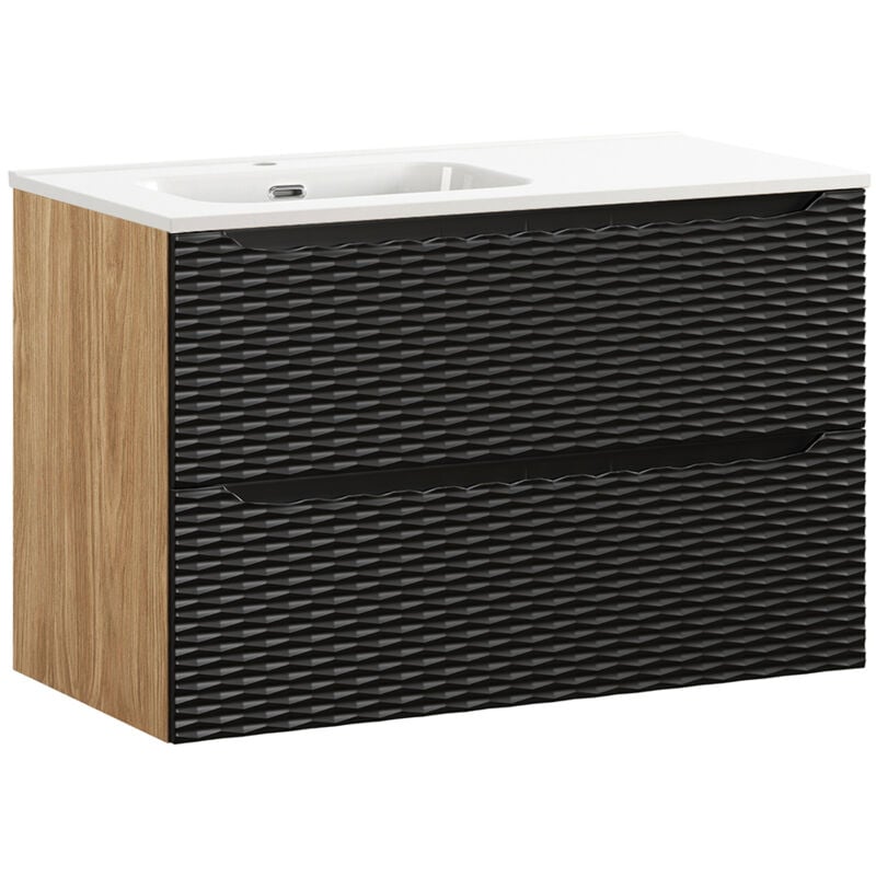 foto del prodotto petits meubles mobile bagno con lavabo elora nero e marrone gauche