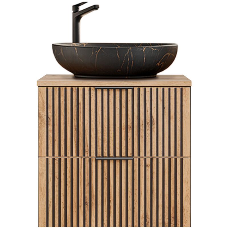 foto del prodotto petits meubles mobile bagno con lavabo gaia marrone e nero 60cm